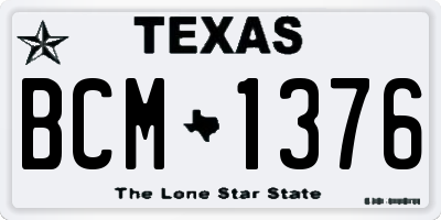 TX license plate BCM1376