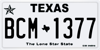 TX license plate BCM1377