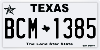 TX license plate BCM1385