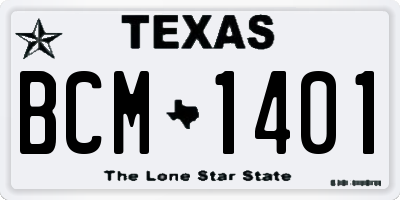 TX license plate BCM1401
