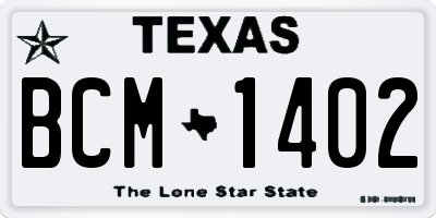 TX license plate BCM1402