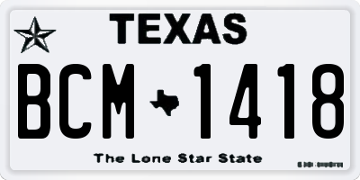 TX license plate BCM1418