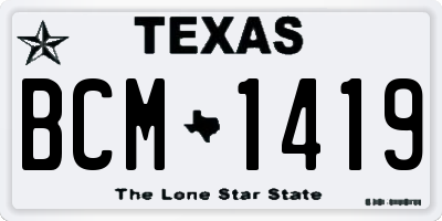 TX license plate BCM1419