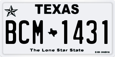 TX license plate BCM1431