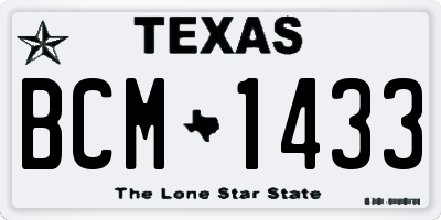 TX license plate BCM1433