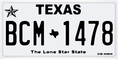 TX license plate BCM1478
