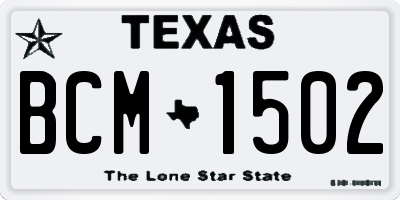 TX license plate BCM1502