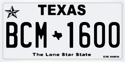 TX license plate BCM1600