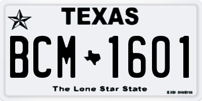 TX license plate BCM1601