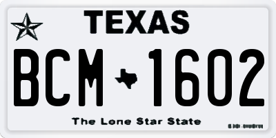 TX license plate BCM1602