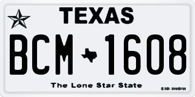 TX license plate BCM1608
