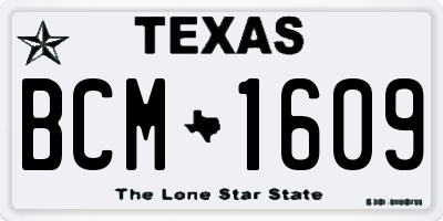 TX license plate BCM1609