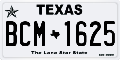 TX license plate BCM1625