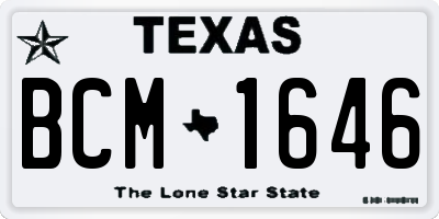 TX license plate BCM1646