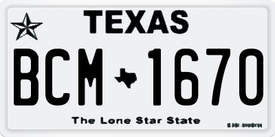 TX license plate BCM1670