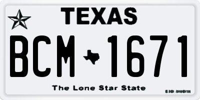 TX license plate BCM1671
