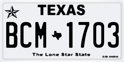 TX license plate BCM1703