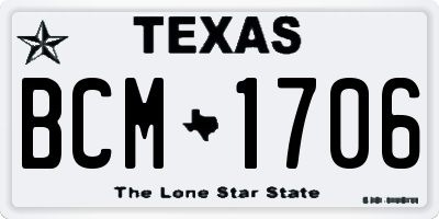 TX license plate BCM1706
