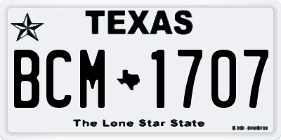 TX license plate BCM1707