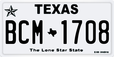 TX license plate BCM1708