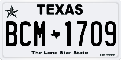TX license plate BCM1709