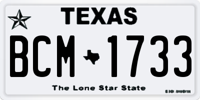 TX license plate BCM1733