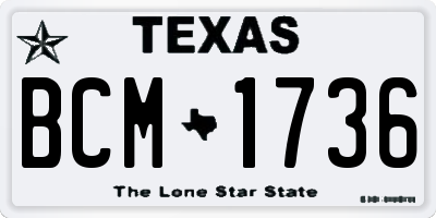 TX license plate BCM1736