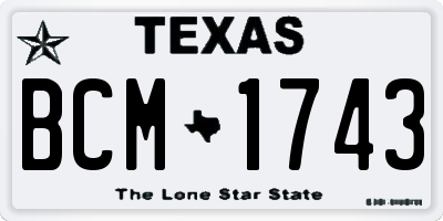 TX license plate BCM1743