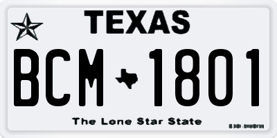 TX license plate BCM1801