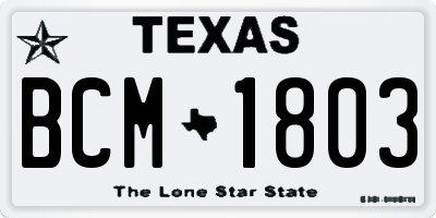TX license plate BCM1803