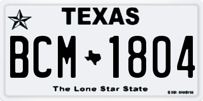 TX license plate BCM1804