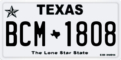 TX license plate BCM1808