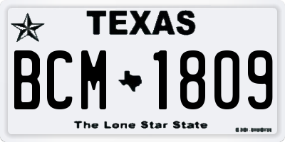 TX license plate BCM1809