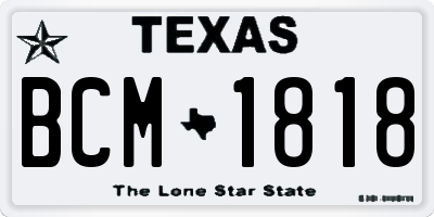 TX license plate BCM1818