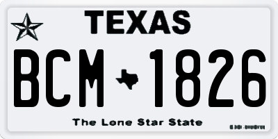 TX license plate BCM1826