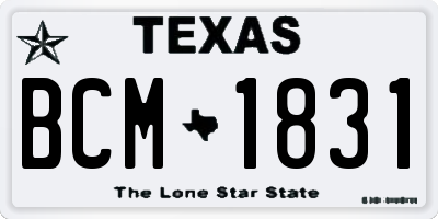TX license plate BCM1831