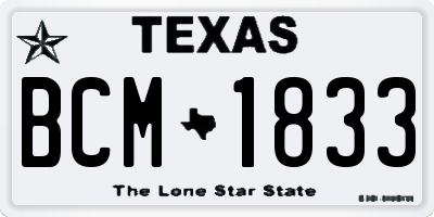 TX license plate BCM1833