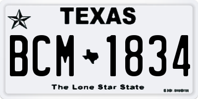TX license plate BCM1834