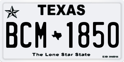 TX license plate BCM1850