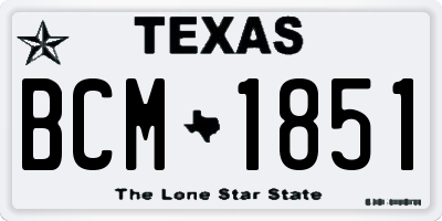 TX license plate BCM1851