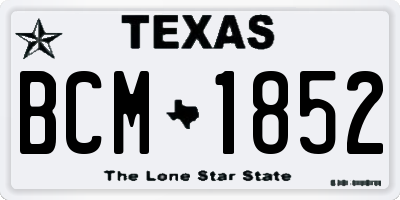 TX license plate BCM1852