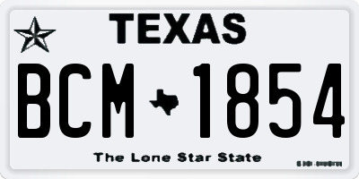 TX license plate BCM1854