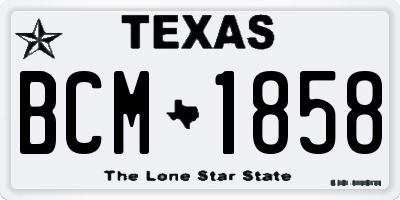 TX license plate BCM1858