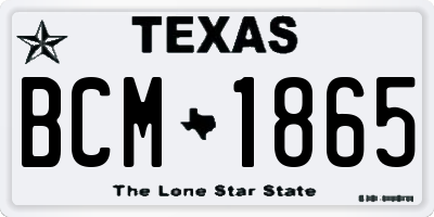 TX license plate BCM1865