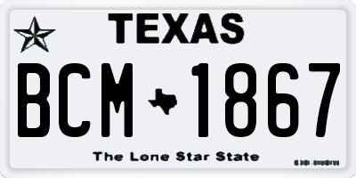 TX license plate BCM1867