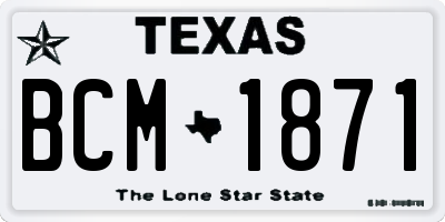 TX license plate BCM1871