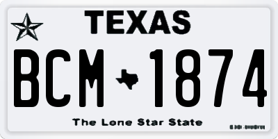 TX license plate BCM1874