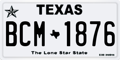 TX license plate BCM1876
