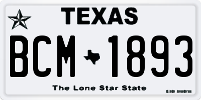 TX license plate BCM1893