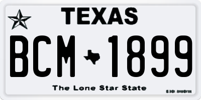 TX license plate BCM1899